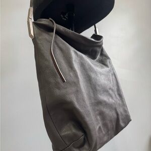 Gray Leather Shoulder Bag